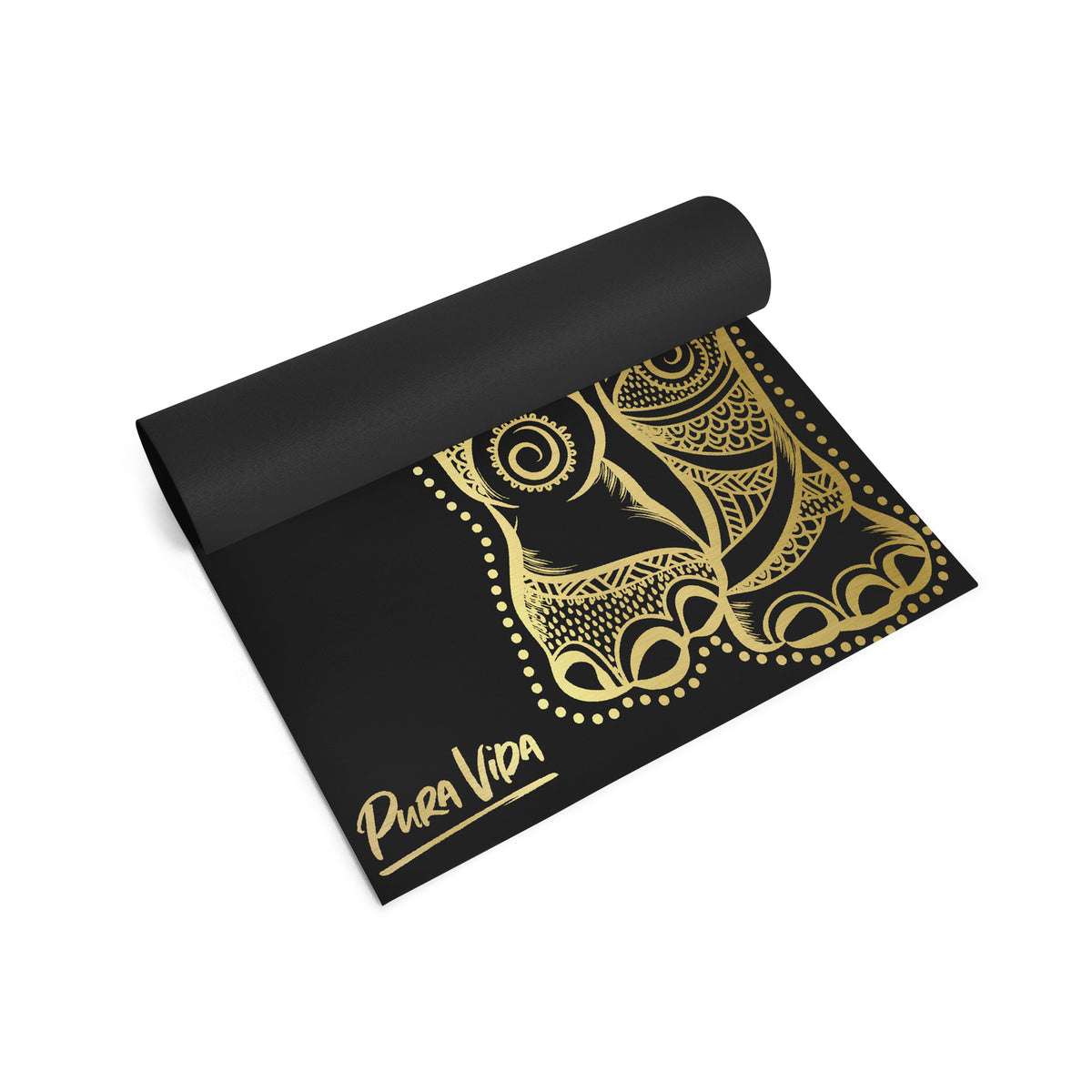 Gaiam Bronze Medallion Yoga Mat, Black/Gold, 4-mm