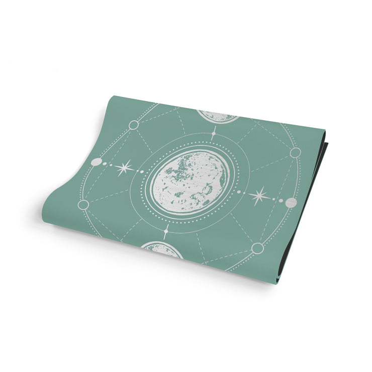 Moon Phases Lunar Green Yoga Mat